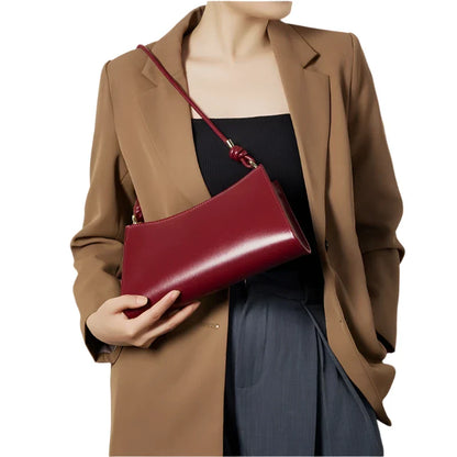 Women Baguette Leather Underarm Bag