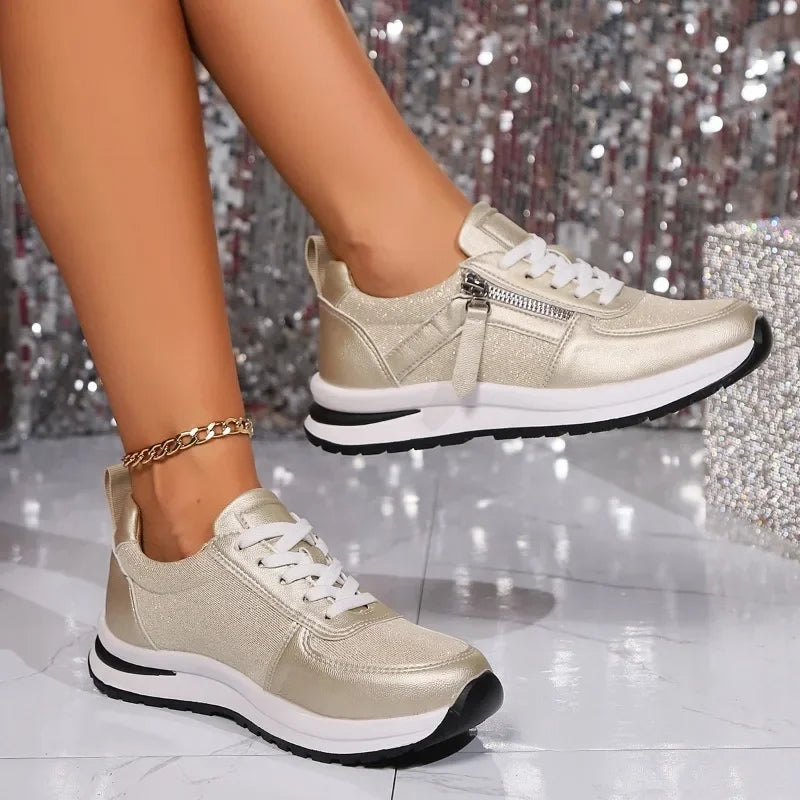 Nova | Women's Lace-Up Zip Sneakers with Platform Sole