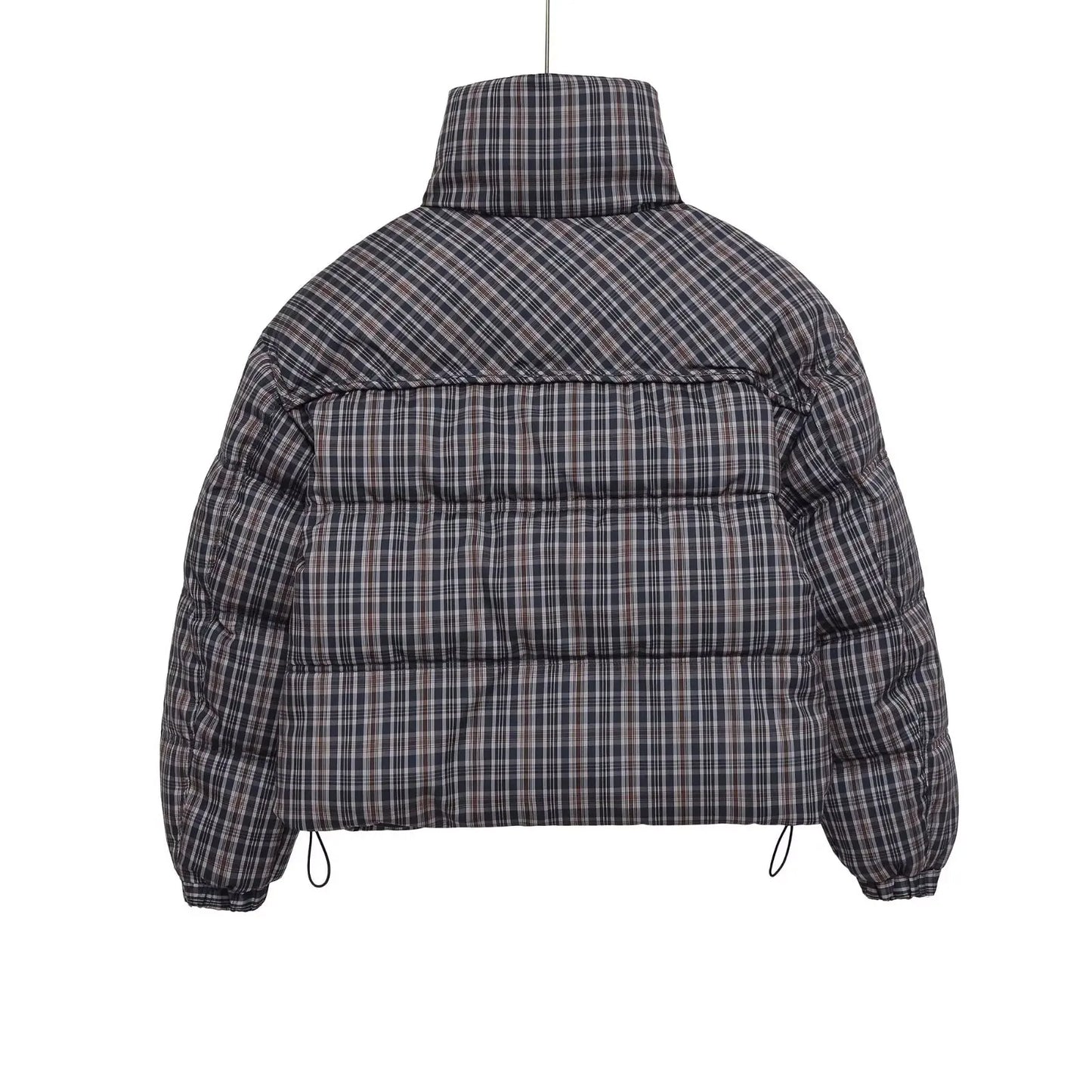 Women Plaid Puffer Jacket | Stand-Collar | Padded | Warm | Check | Parkas Jacket