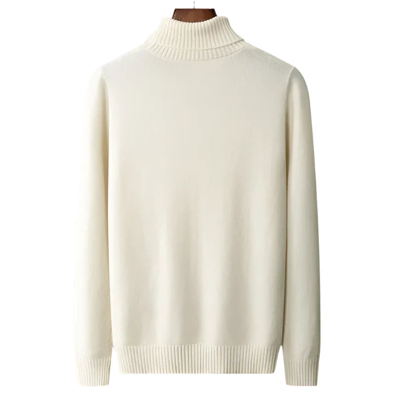 Men Merino Wool High-Necked Pullover | Warm Turtleneck Sweater