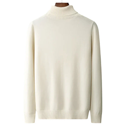 Men Merino Wool High-Necked Pullover | Warm Turtleneck Sweater