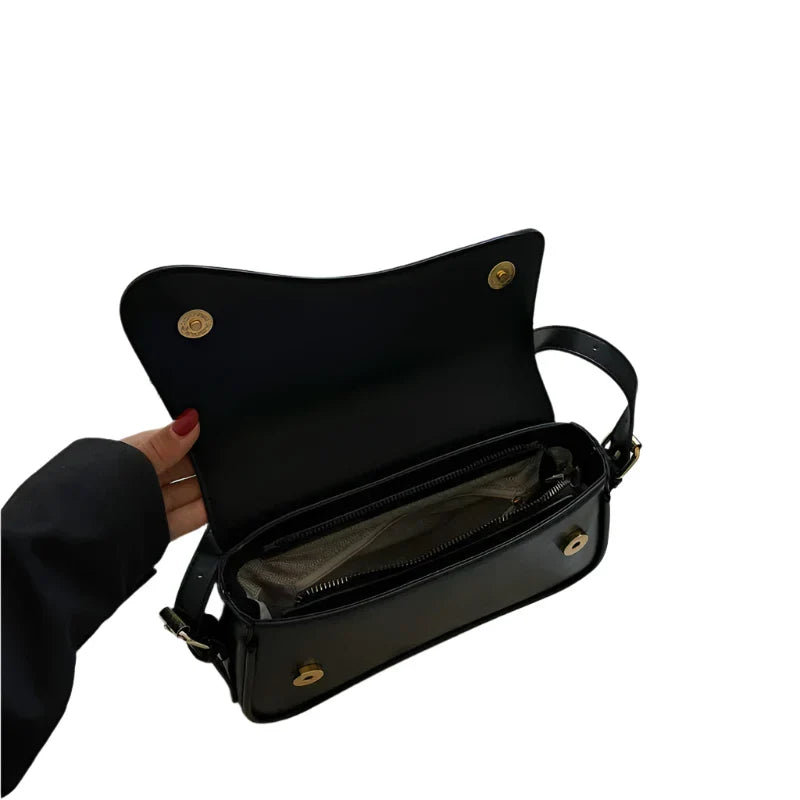 Women Vintage Leather Crossbody Bag | Small Flap Shoulder Bag