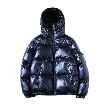 Unisex Metallic Warm Winter Jacket | Thick Waterproof Puffer Jacket | Windproof Jacket Hooded Blue