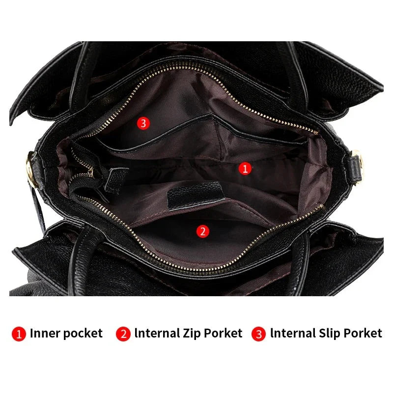 Women Large Capacity Leather Bag | Women Office Bag | Woven Texture Bucket Bag