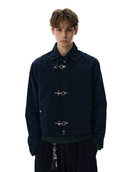 Unisex Lobster-Clasp Deck Jacket | Retro Gothic | Aircraft Button Jacket | Vintage Casual Jacket | Y2K Navy Blue