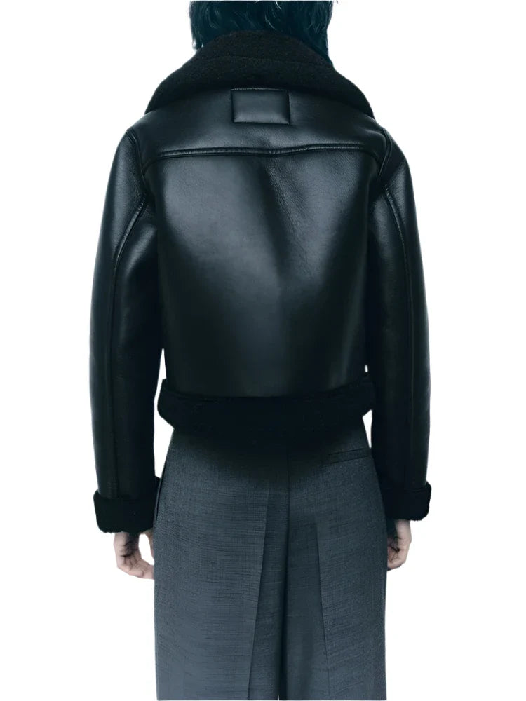 Women Black Shearling Jacket