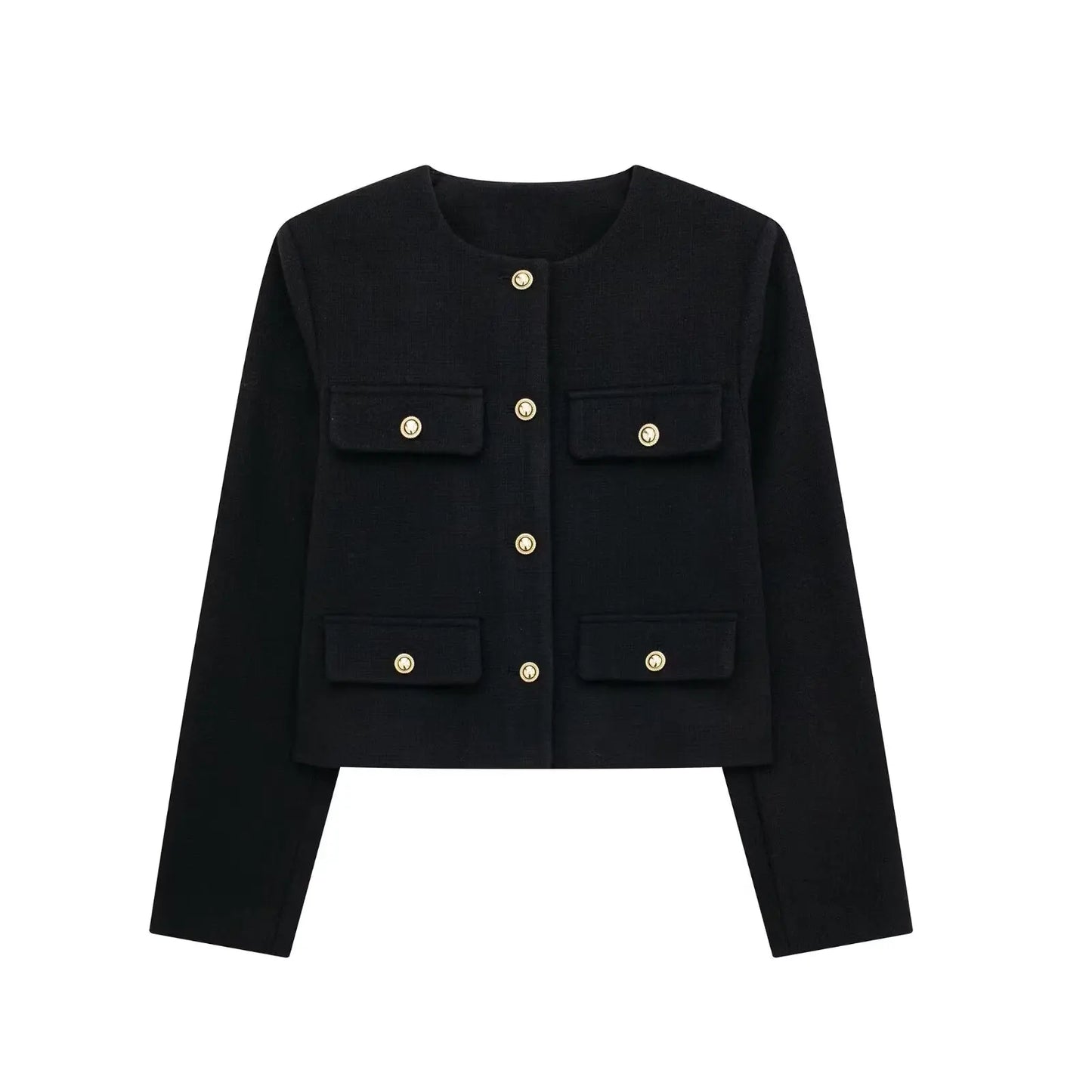 Women Bomber Cropped Jacket black