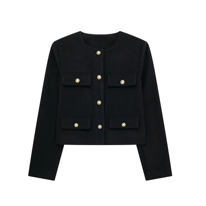 Women Bomber Cropped Jacket black