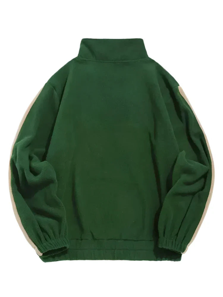 Unisex Vintage Loose Fleece Sweatshirt | Turtleneck Warm Hoodie Pullover