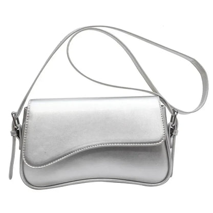 Women Vintage Leather Crossbody Bag | Small Flap Shoulder Bag Silver