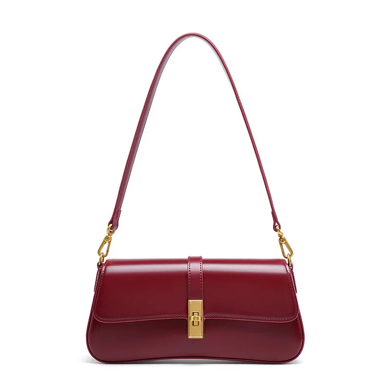 Women Genuine Leather Shoulder Bag | Casual Day Bag | Mini Purse | Underarm Bag Red