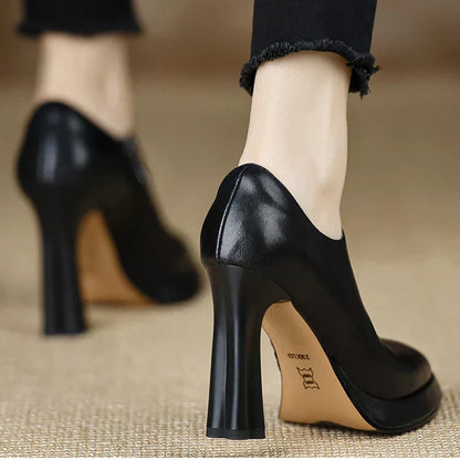 Giselle | Women's High Heel Pumps Platform Block Heel Side Zipper