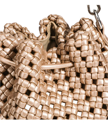 Women Leather Hollow Cut Woven Crossbody Bag