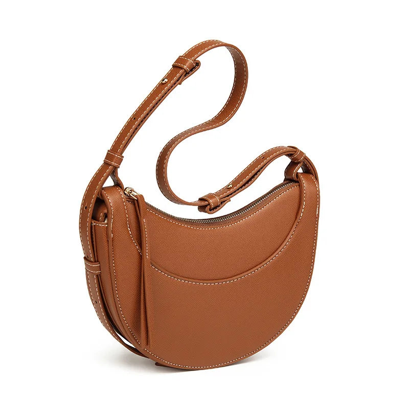 Women French Crescent Saddle Armpit Bag | Luxury Texture | Half Moon Crossbody Bag | Shoulder Bag