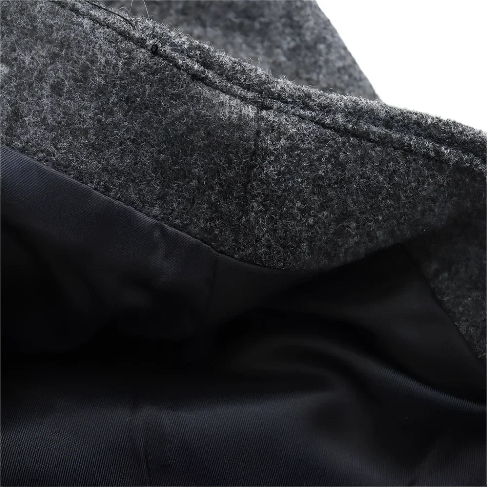 Women Dark Gray Blended Loose Short Coat
