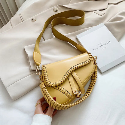 Women Leather Saddle Shoulder Bag | Crossbody Bag Yellow