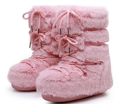 Women Winter Lace-up Ankle Boots | Snow Boots | Classic Platform Boots | Waterproof | Non-slip | Ski Boots pink 1