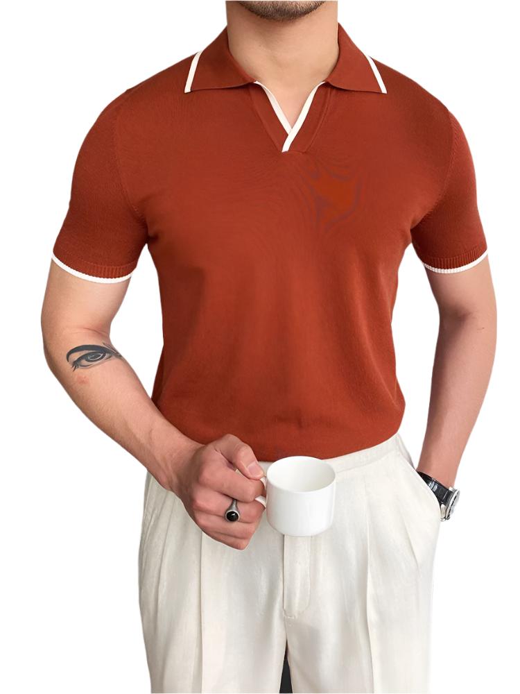 Classic Men’s Golf Polo Cotton Shirt | Casual Short Sleeve Pullover Brown