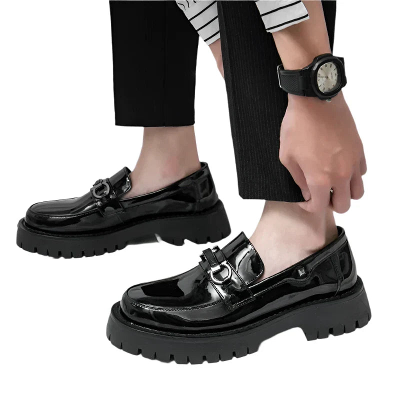 Men Platform Leather Shoes | Men Loafers | Thick Soled