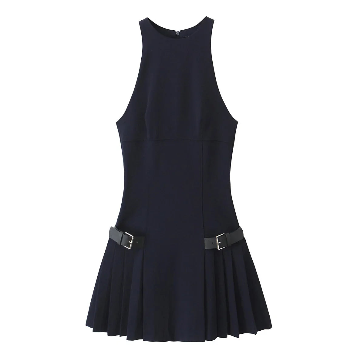 Women Buckle Strap Mini Dress | Off the Shoulder Mini Dress Navy Blue