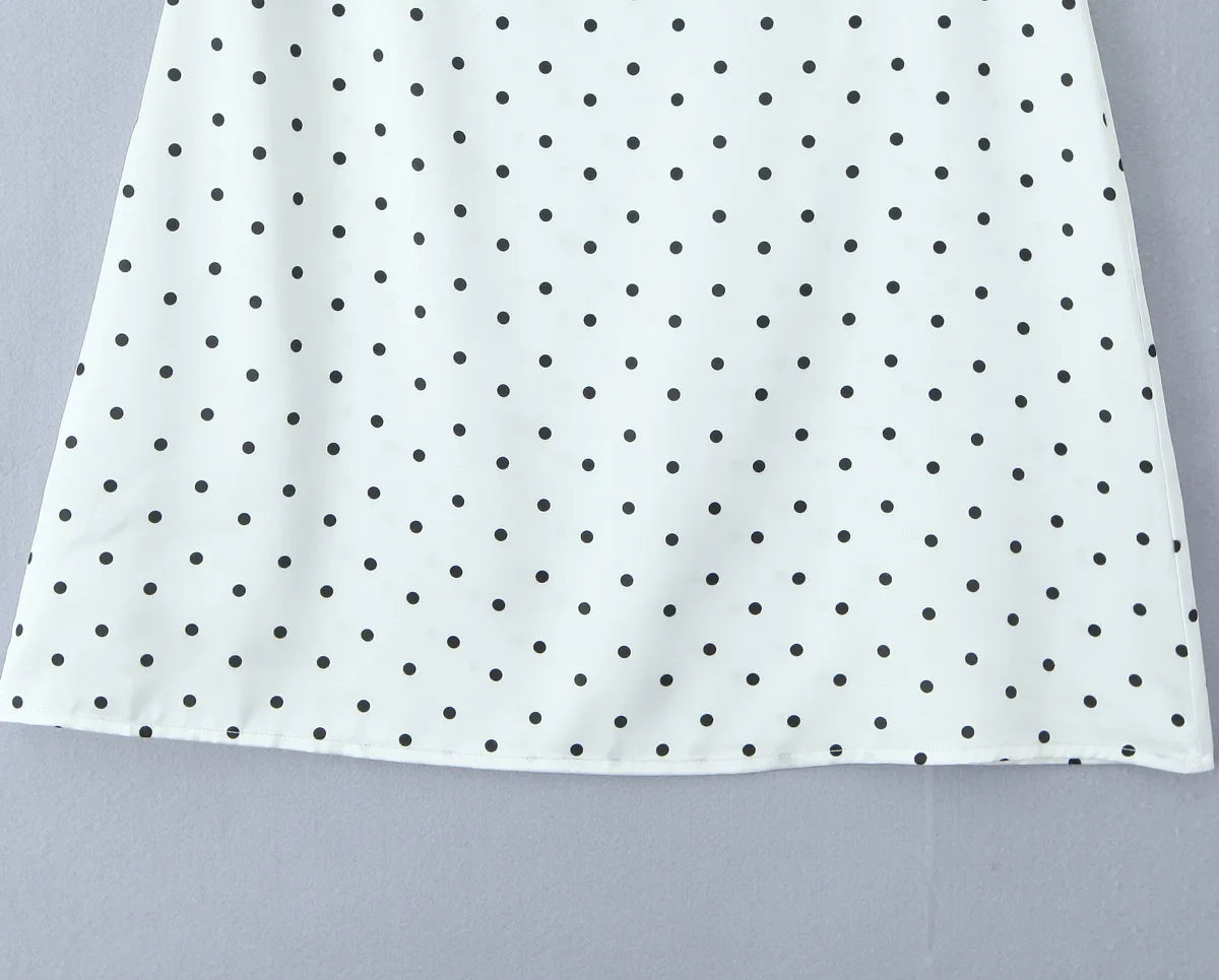 Women Polka Dot Print Top | Two-piece Set | Halter Neck Vest Top | Low Waist Skirt