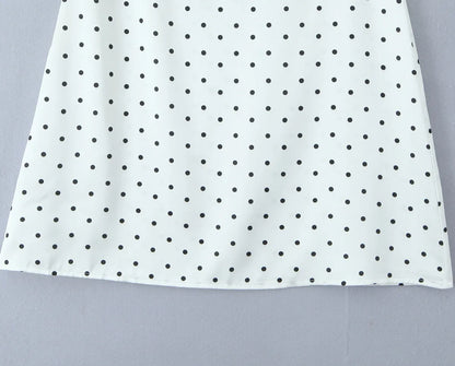 Women Polka Dot Print Top | Two-piece Set | Halter Neck Vest Top | Low Waist Skirt