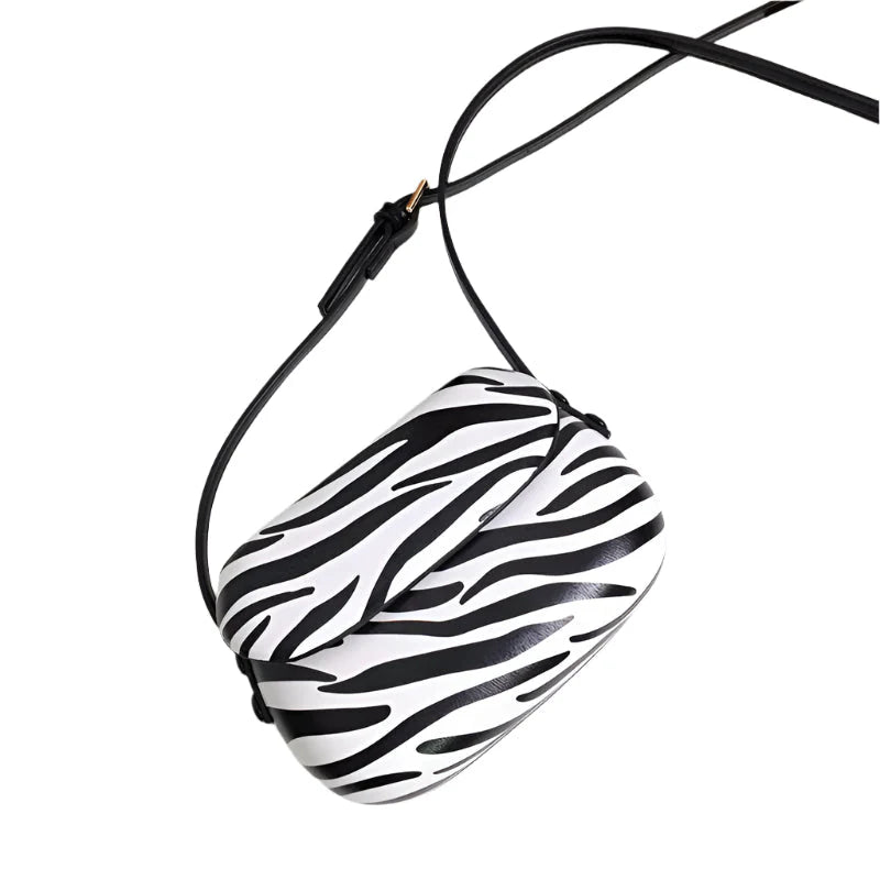 Women Small Shell Leather Crossbody Bag | Messenger Bag Zebra