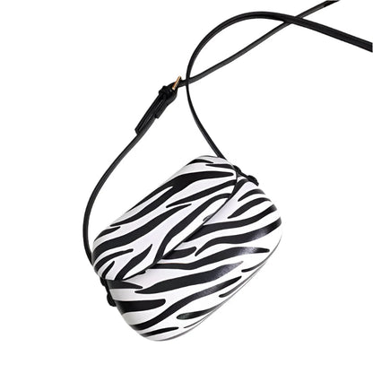 Women Small Shell Leather Crossbody Bag | Messenger Bag Zebra
