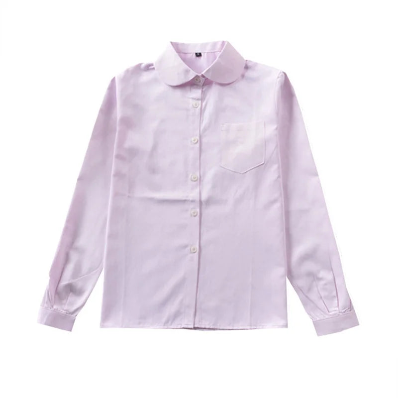 Women Long Sleeve Blouse Shirt | Formal Turn-down Collar Minimalist Top Pink