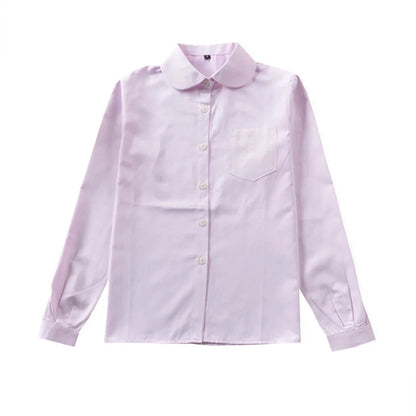 Women Long Sleeve Blouse Shirt | Formal Turn-down Collar Minimalist Top Pink