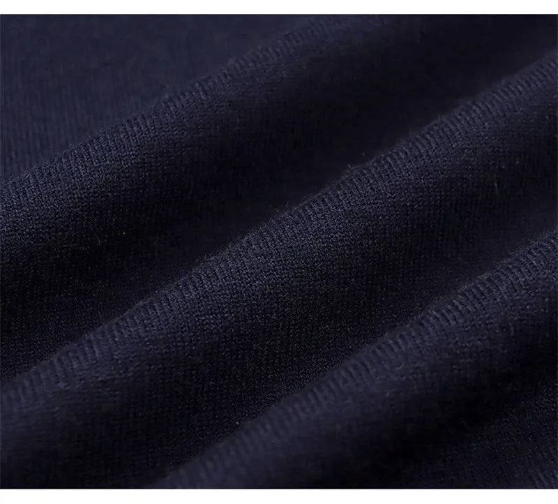 Men Pure Wool Sweater | Polo Knitted Pullover | Warm