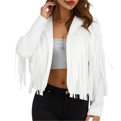 Women Cropped Spring Fringe Jacket | Tassel Jacket
