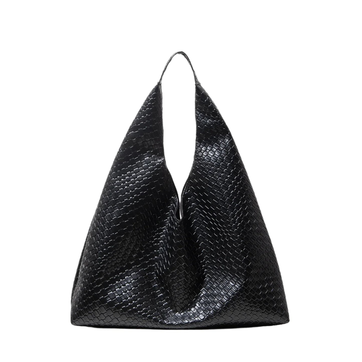 Women Leather Woven Handbag | Large Capacity Tote Bag black