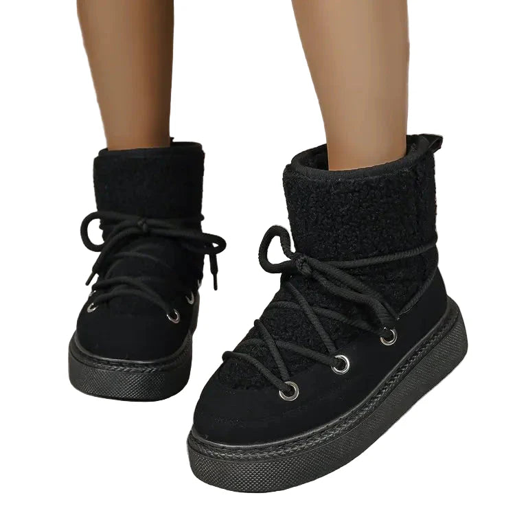 Women Winter Thick-Soled Snow Boots | Mid-Length Warm Boots black