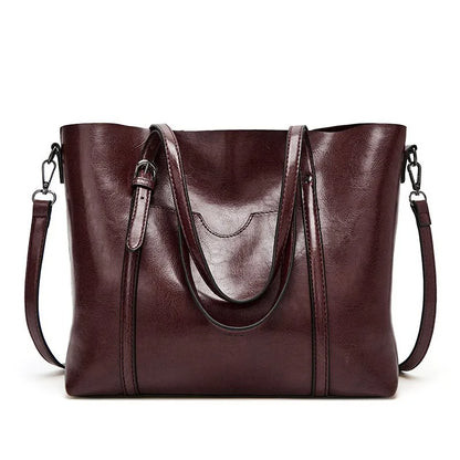 Women Tote Shoulder Bag | Oil Wax Leather Handbag Coffee