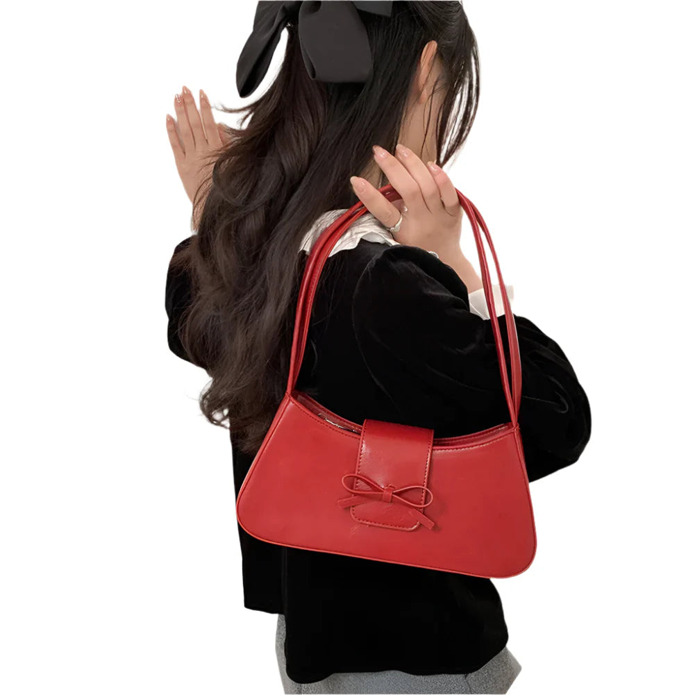 Women Vintage Red Bow Bag | Shoulder Bag