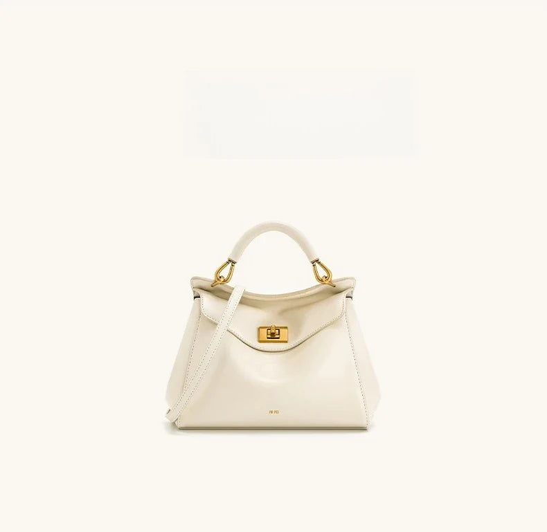 Women Leather Pillow Bag | Lock Clasp Handbag | Small Handbag | Shoulder Bag | Crossbody Bag