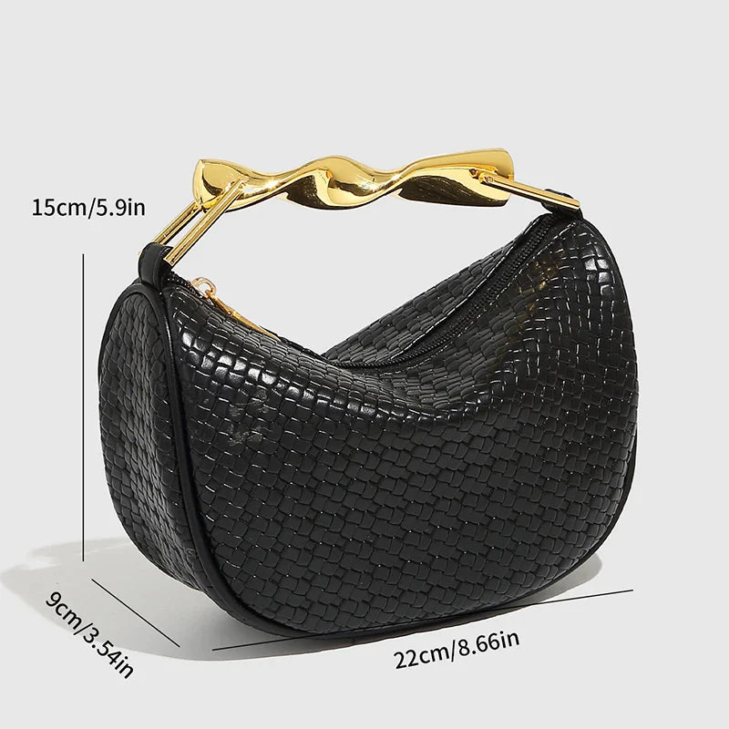 Women Woven Handbag | Rattan Half-Moon | Straw Shoulder Bag | Bucket Bag | Crossbody Bag