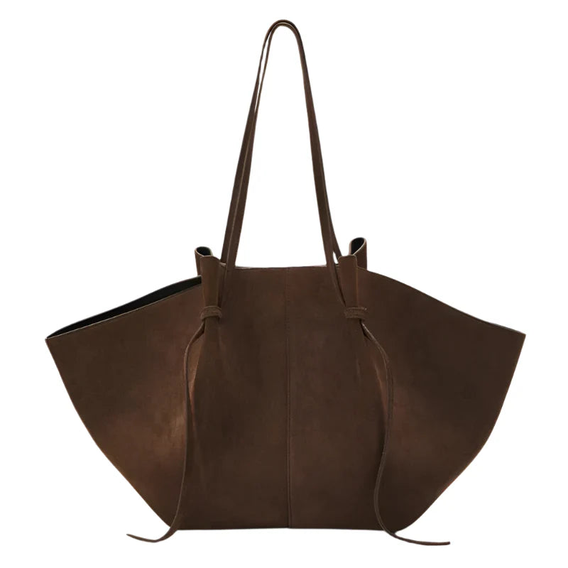 Women Suede Tote Bag Chocolate Brown