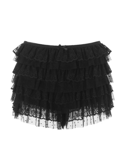 Women Mesh Lace Bloomer Shorts | Y2k | Layered Ruffle Frilly Shorts | Party | Clubwear
