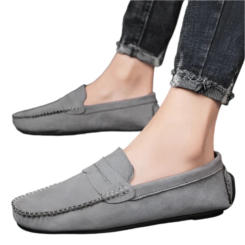 Men's Leather Suede Slip-ons | Casual Loafers | Moccasins Gray
