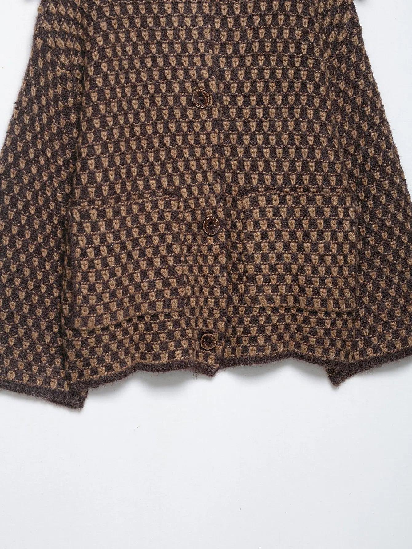 Women Oversized Knitted Jacket | Large Collar | Street Style | Geometric Pattern