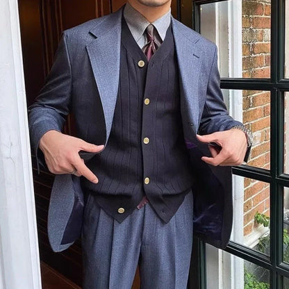 Men Elegant Button Down Cardigan | British Style Long Sleeve Knitted Sweater