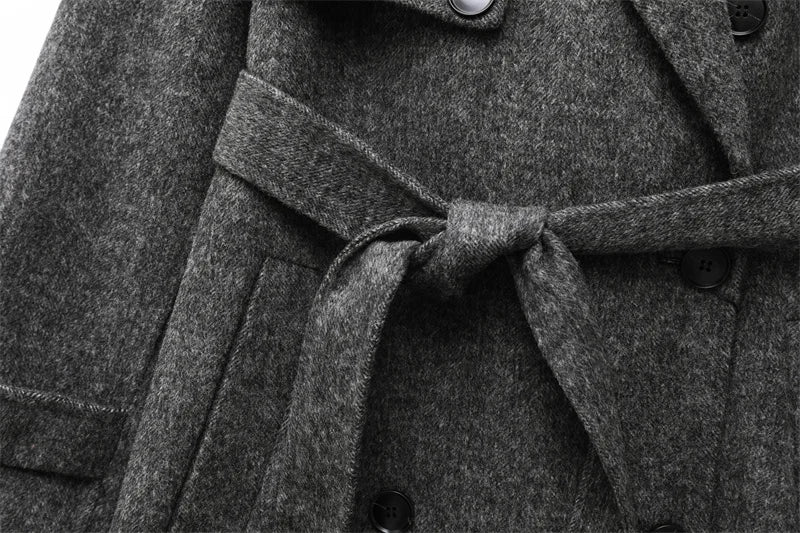 Women Wool Coat With Belt | Double Breasted | Woolen Coat | Trench Coat