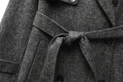 Women Wool Coat With Belt | Double Breasted | Woolen Coat | Trench Coat