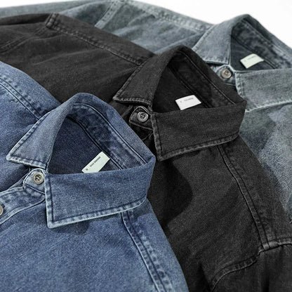 Men Retro Washed Casual Denim Shirt | Button Down