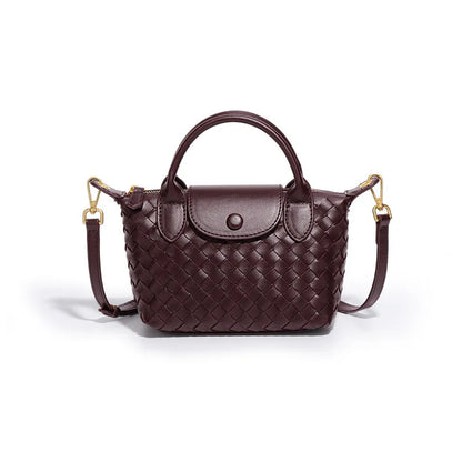 Women Woven Shoulder Bag | Small Dumpling Bag | Bucket Bag | Crossbody Bag | Lunch Box Bag Coffee