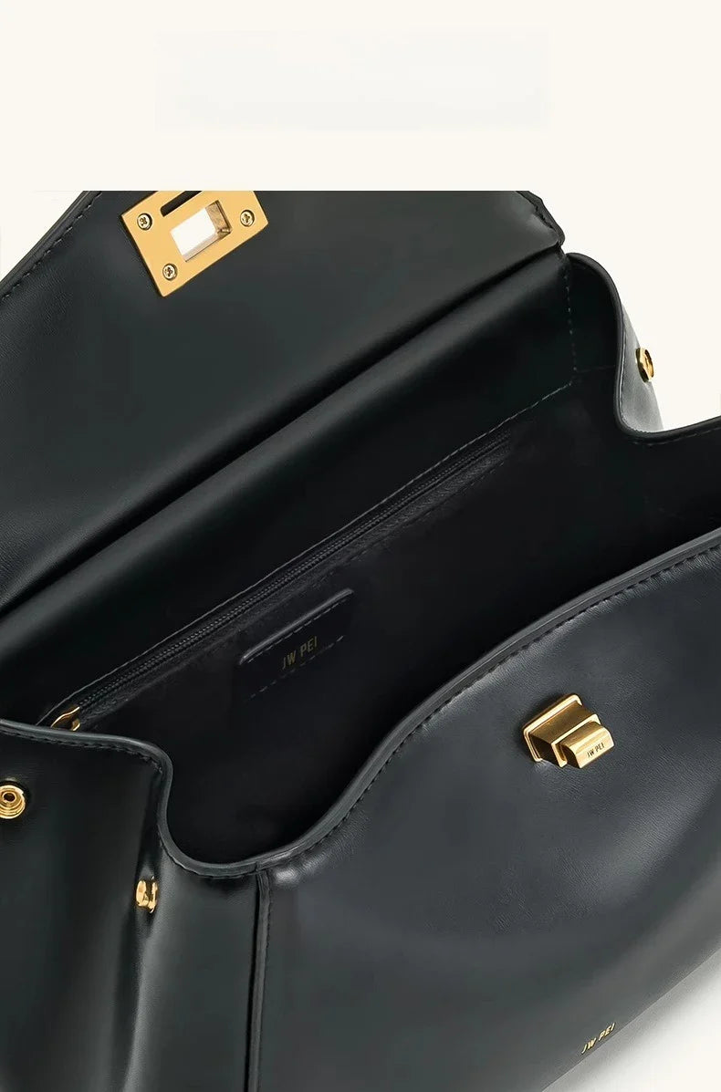 Women Leather Pillow Bag | Lock Clasp Handbag | Small Handbag | Shoulder Bag | Crossbody Bag