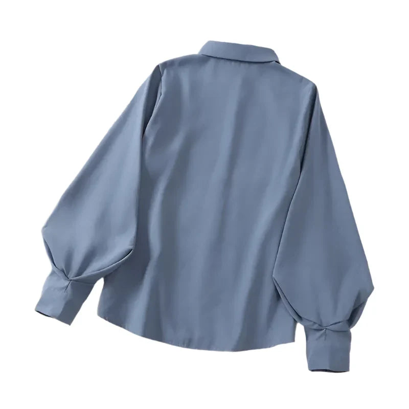 Women Lantern Sleeves Top | Vintage Loose Button-Down Shirt