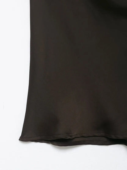 Women Satin Pleated Top | Sleeveless | Summer | V Neck | Halter Neck